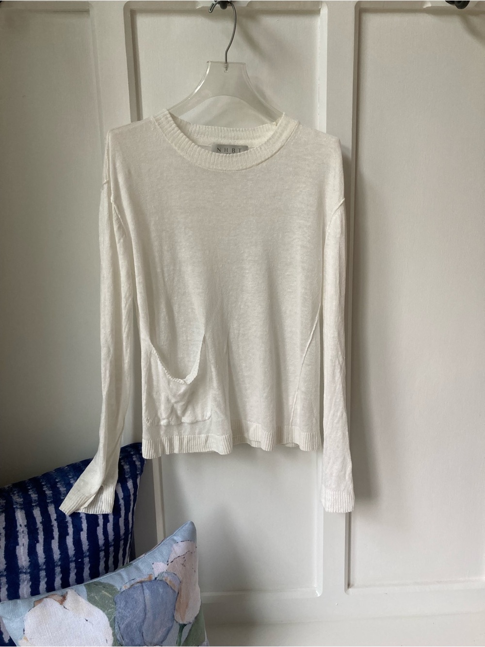 NHBT | White Linen Lightweight Crewneck Sweater